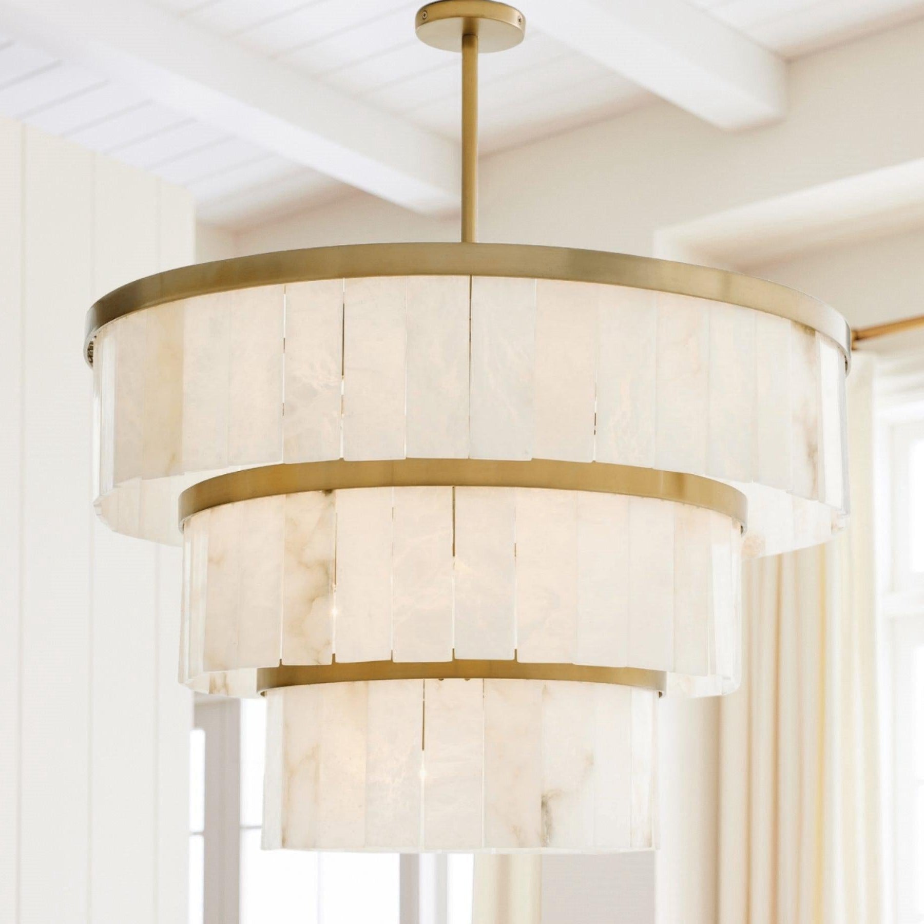 Windham Alabaster 3 Tier Chandelier - BlackBlushlighting
