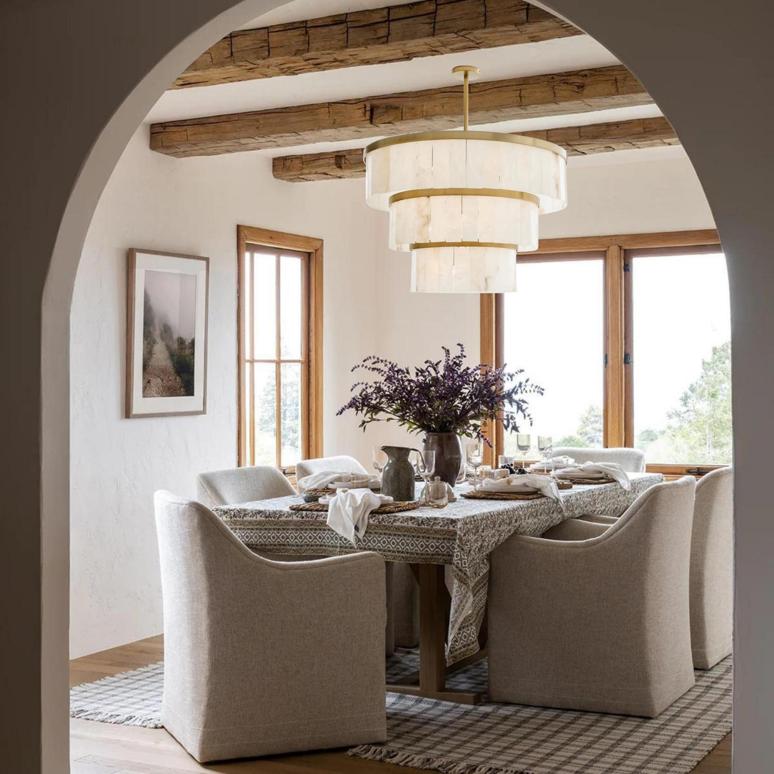 Windham Alabaster 3 Tier Chandelier - BlackBlushlighting