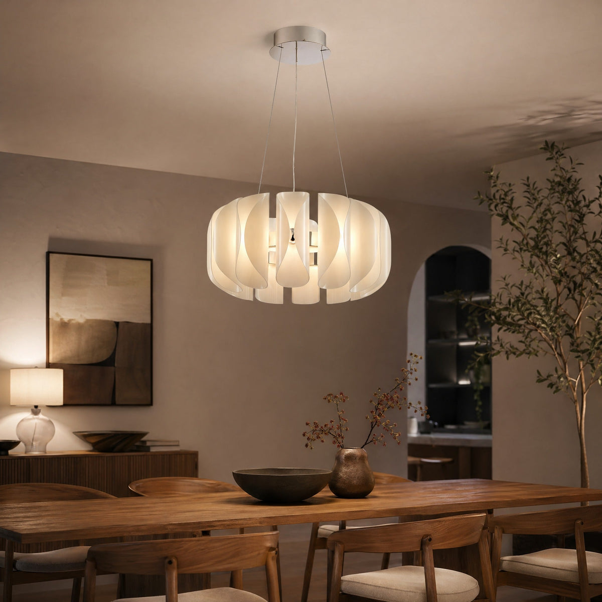 Glass Round Chandelier in a living room