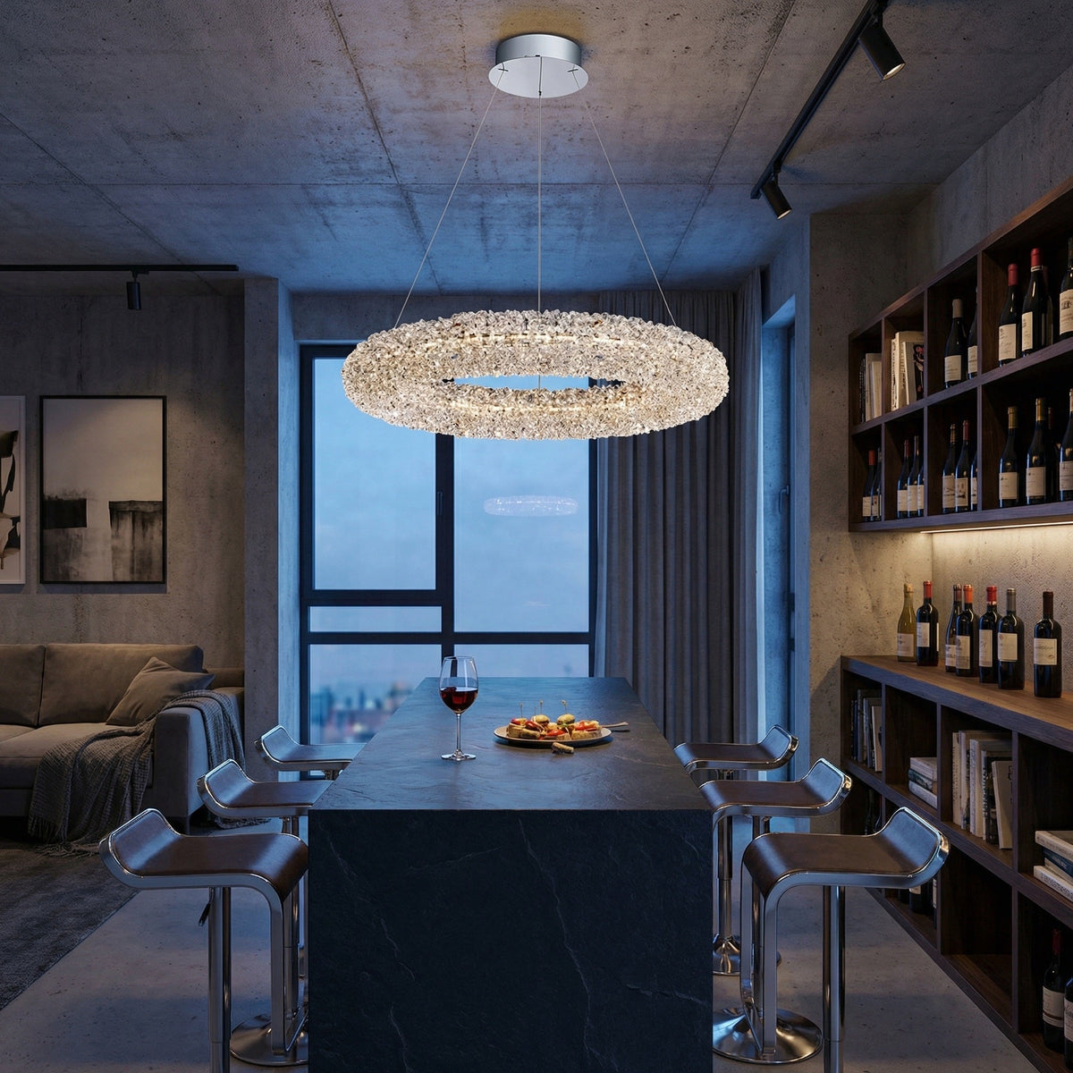 Blush Series Crystal Pendant Light Style P - scene-3