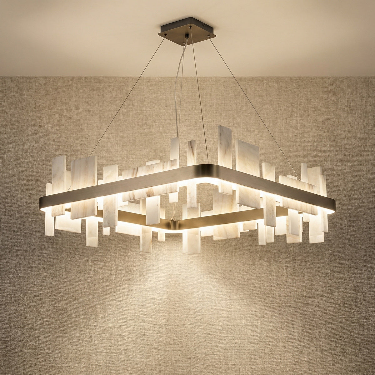 Blush Series Natural Stone Pendant Light 31" - 31" Linear (L800mm)