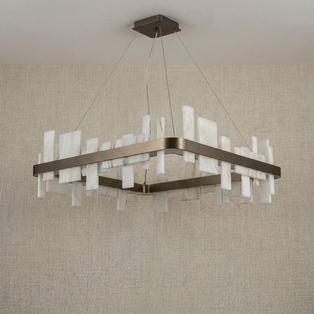 Blush Series Natural Stone Pendant Light 31" - dark