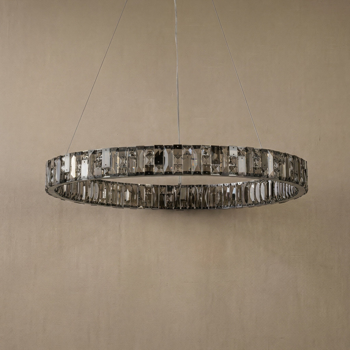Blush Series Oval Crystal Pendant Light 52" - dark