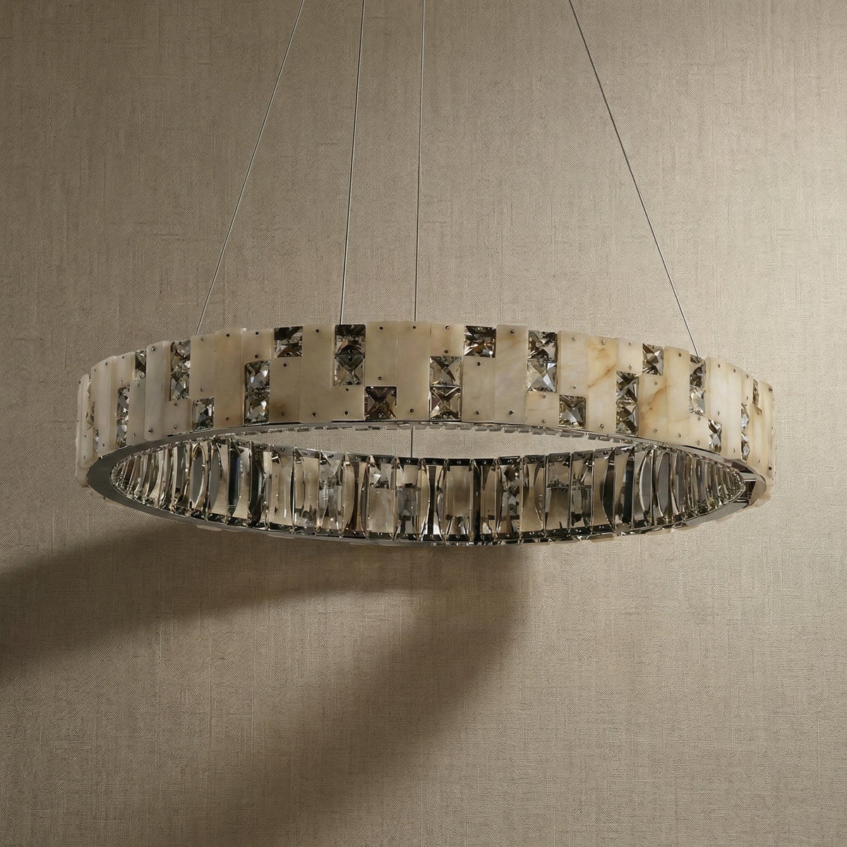 Blush Series Oval Crystal Pendant Light 52" - dark