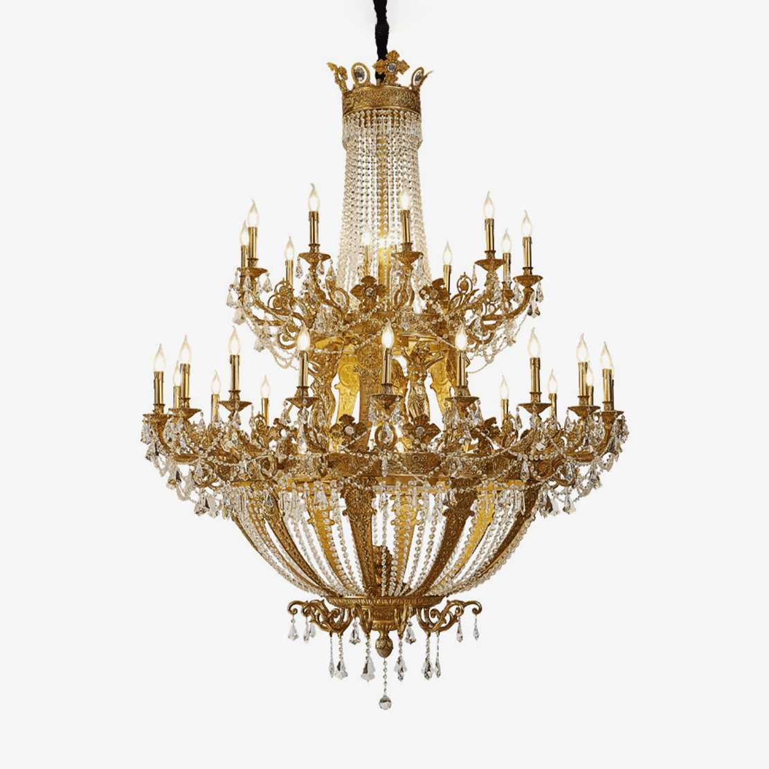 Zaira Opulent Chandelier - ∅ 62.2″ x H 82.7″Brass & ClearBlushlighting