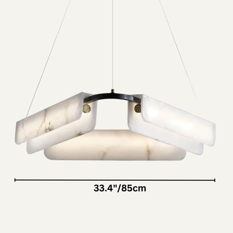 Zazu Alabaster Chandelier-Chandelier-Blushlighting-D33.4"(85cm)-Trichromatic (No Remote 3000K/4000K/6000K)-Blushlighting