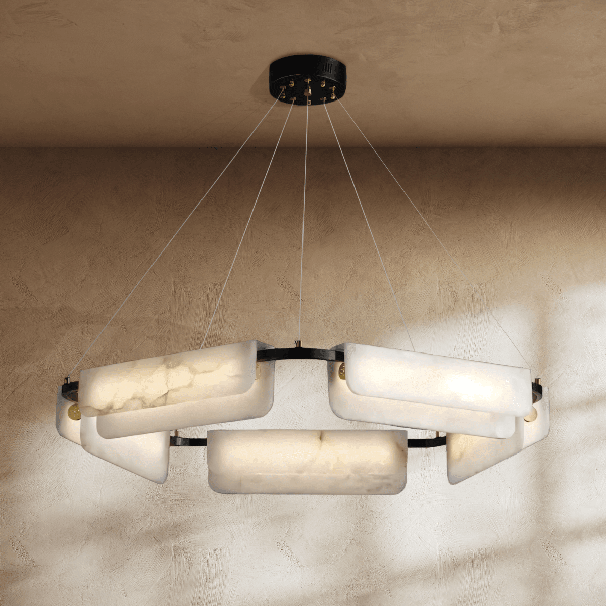 Zazu Alabaster Chandelier - D23.6"(60cm)Trichromatic (No Remote 3000K/4000K/6000K)Blushlighting