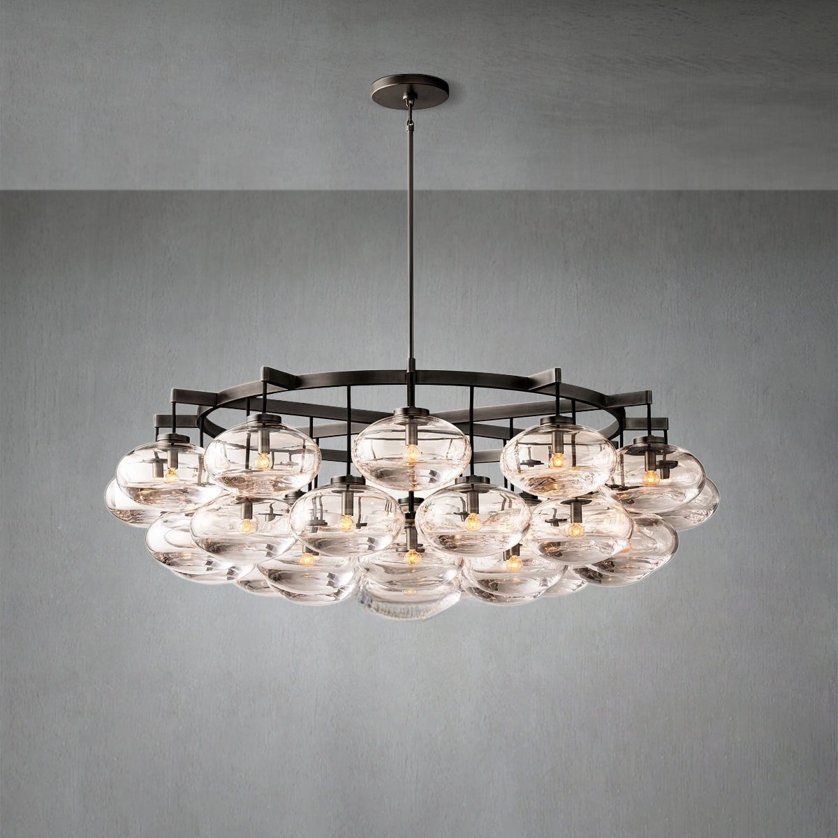 Cabrlet Clear Glass Round Chandelier 60"