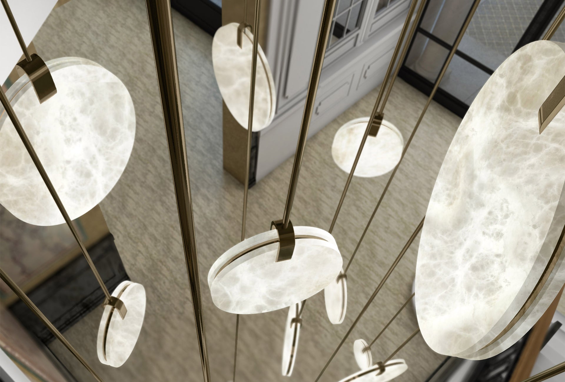 Soho Real Alabaster Disc Pendant Light, Pendant Lamp For Hallway, Staircase Pendant Light KevinstudiBUives   