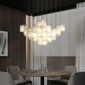 Blus Lighting Modern Luxury Alabaster Cubic Round Pendant For Dining Table, Staircase