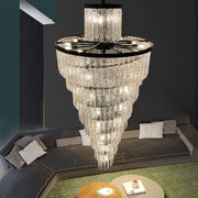 Blushlighting® Luxury Frosted Glass Long Black Chandelier For Staircase, Living room, Stairwell image | luxury lighting