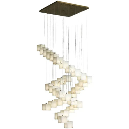BUive Alabaster Cubic Round Pendant For Dining Table, Staircase Chandeliers Kevin Studio Inc   