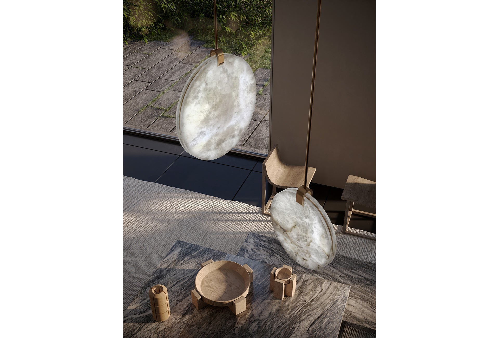 Soho Real Alabaster Disc Pendant Light, Pendant Lamp For Hallway, Staircase Pendant Light KevinstudiBUives   