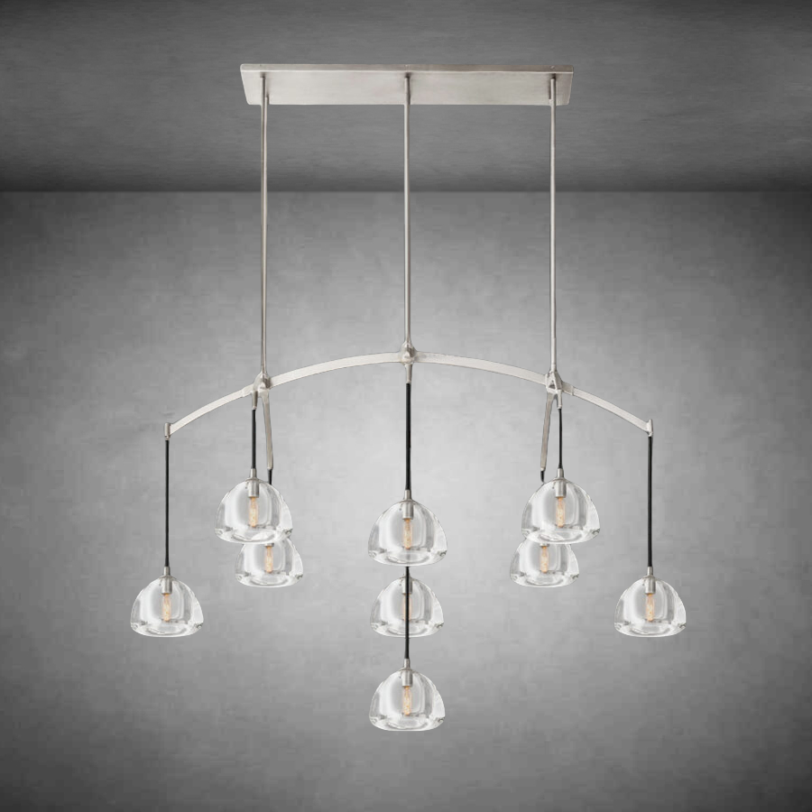 Hemispheae Modern Glass Linear Chandelier 54'' 72''