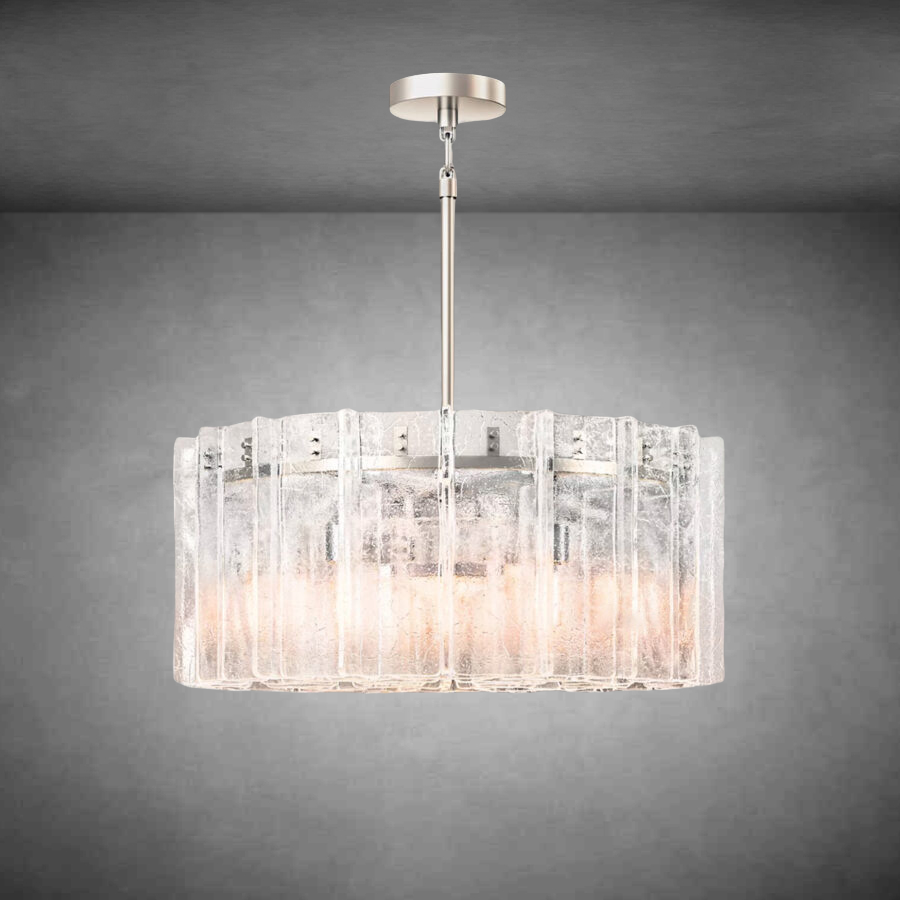 Lattace Clear Glass Round Chandelier 36''48"