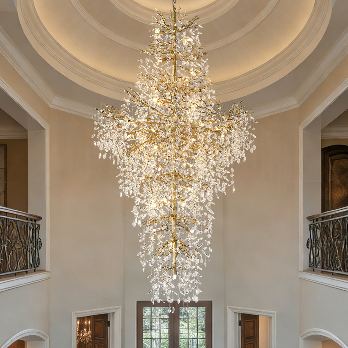 Marquise Double-Layer Branch Staircase Chandelier 2300 - Gold - view 2
