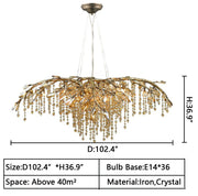 Flowing Light Drip Luxury Branch Crystal Chandelier Designer Creative Art Dining Room/Living Room Light Fixture