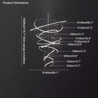 Shiny-black ten-ring dimension guide showing the fullest standard configuration with a 55.1-inch maximum diameter.