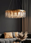 Blushlighting® Modern drum gold crystal chandelier for bedroom, living room Dia31.5*H9.1" / Warm White / Dimmable