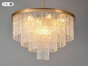 Blushlighting® Gold modern frosted glass chandelier for dining room, living room, bedroom