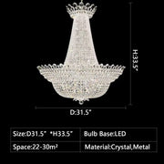 D31.5"*H 33.5" cone-shaped, inverted bell, empire, grand, traditional