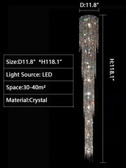 D11.8"*H118.1" Extra large multi-layers fishtail long crystal chandelier for villas/duplex buildings/ lofts/high-floors staircase/foyer/entryway... bar.restaurant,hotel lobby/hallway/big hall/shopping manll.