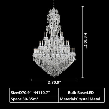 Oversized Luxury Traditional GBUd/Chrome Candle Branch Crystal Chandelier for 2-story/Duplex Buildings
