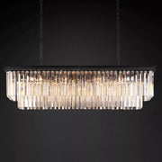 Clavel 2 Tiers Crystal Island Linear Chandelier Brass