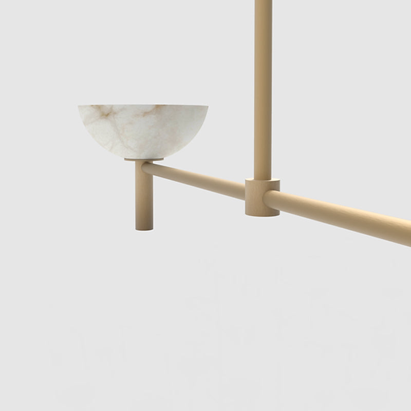 Zona Modern Kitchen Island Pendant Light with Alabaster Shades, Linear Real Alabaster Pendant Lamp Chandelier Kevin Studio Inc   