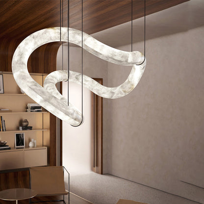 Oslo Infinity Symmetrical Entryway Alabaster Pendant Light, Entrance Pendant Light Chandelier Kevin Studio Inc   