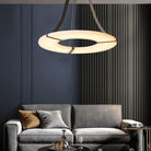 Elliot's Grace: Round Alabaster Plate Chandelier, Exquisite Illumination