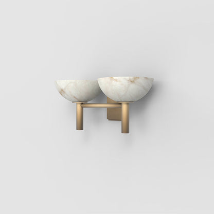 Zona Bowl Shade 2 Lights Alabaster Wall Sconce, Hallway Sconce Wall Light Fixtures Kevin Studio Inc   