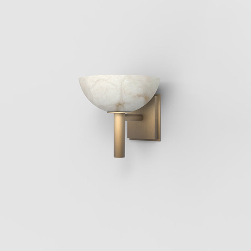Zona Modern Bowl Shade Alabaster Wall Sconce, Living Room Sconce Wall Light Fixtures Kevin Studio Inc Brass  