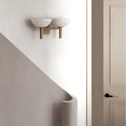 Zona Bowl Shade 2 Lights Alabaster Wall Sconce, Hallway Sconce Wall Light Fixtures Kevin Studio Inc   