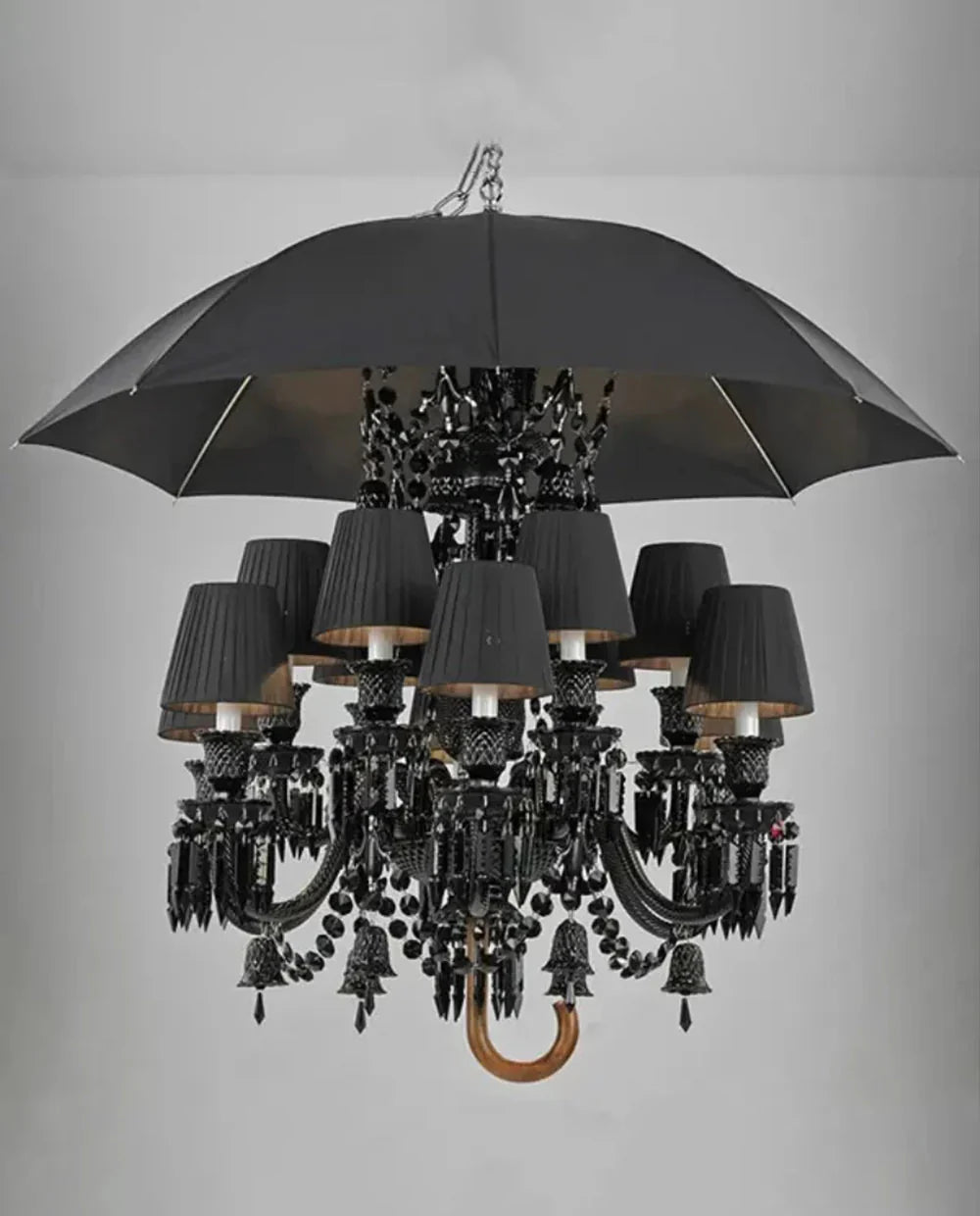 12 Lights Black Crystal Lighting with Umbrella - Blushlighting