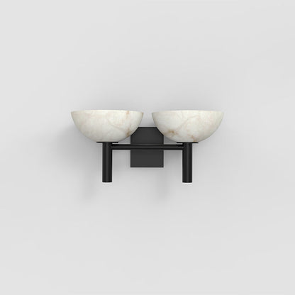 Zona Bowl Shade 2 Lights Alabaster Wall Sconce, Hallway Sconce Wall Light Fixtures Kevin Studio Inc Black  