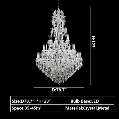 Oversized Luxury Traditional GBUd/Chrome Candle Branch Crystal Chandelier for 2-story/Duplex Buildings