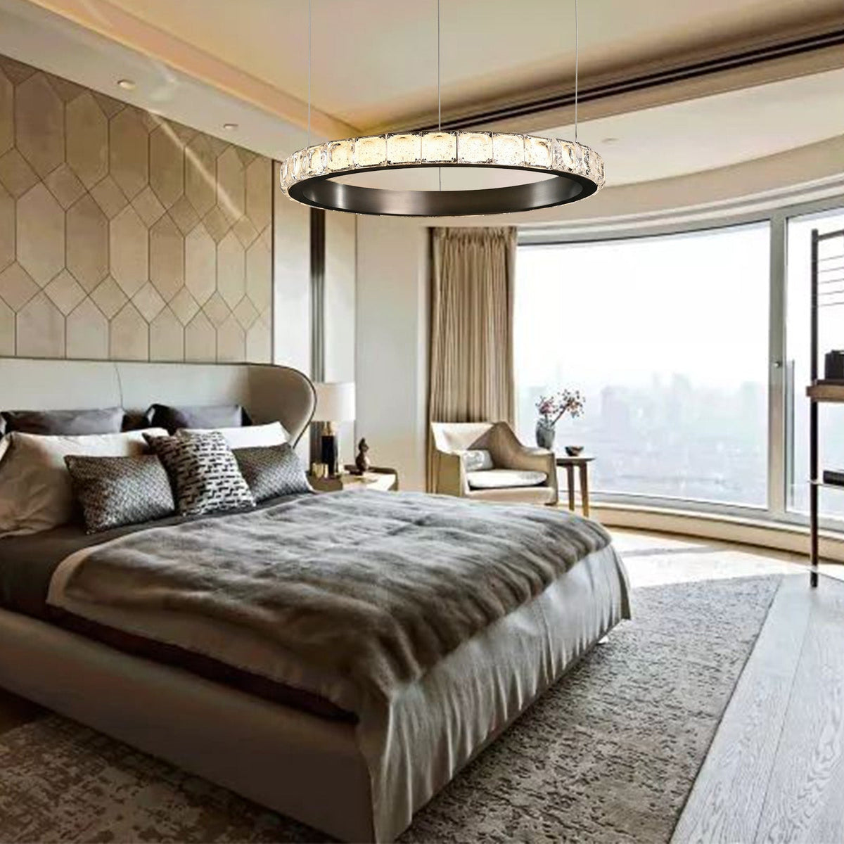Drake Single-Ring Crystal Chandelier - view 12