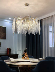 Blushlighting® Drum Gold Modern Crystal Glass Chandelier For Living room, Dining Room Dia39.4*H18.9" / Warm light 3000K