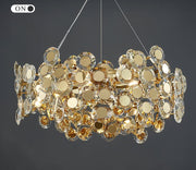 Blushlighting® Gold Rectangular Crystal LED chandelier for living room, kitchen island