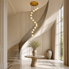 14-Light Gold Natural Alabaster Staircase Chandelier