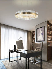 2-Tier Round Crystal Ring LED Chandelier