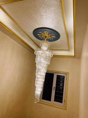 blushlighting Luxury Extra Large Foyer Spiral Staircase Chandelier Long Crystal Ceiling Light Fixture For Living Room Hall Entrance