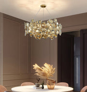 Blushlighting® Gold Rectangular Crystal LED chandelier for living room, kitchen island