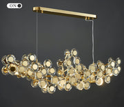 Blushlighting® Gold Rectangular Crystal LED chandelier for living room, kitchen island