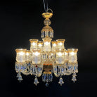 15 Lights Crystal Chandelier Gold & Clear Crystal Lighting - Blushlighting