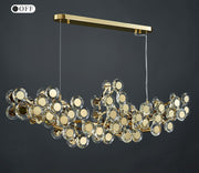 Blushlighting® Gold Rectangular Crystal LED chandelier for living room, kitchen island