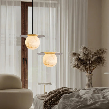 Spanish Alabaster Bedside Pendant Light