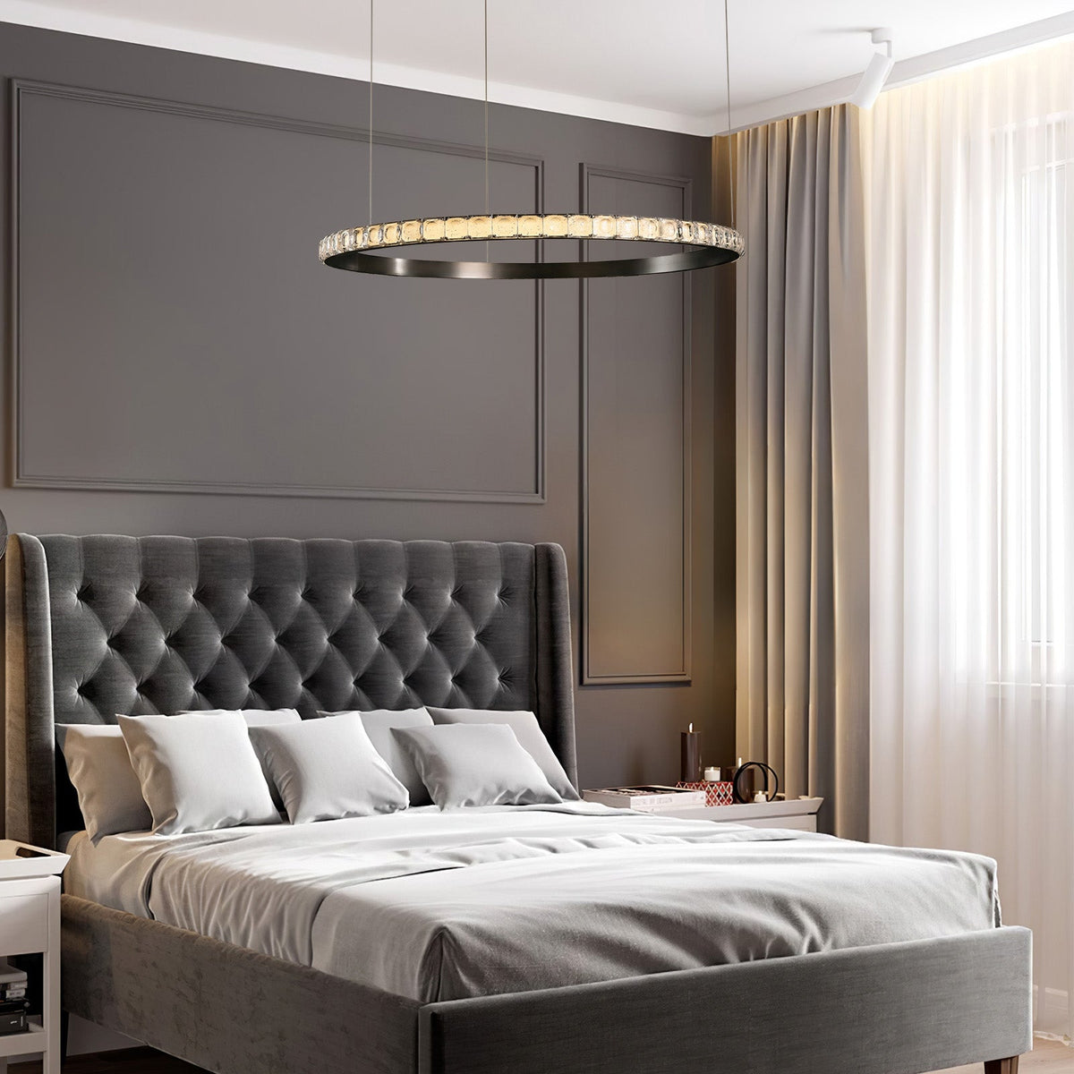 Drake Single-Ring Crystal Chandelier - view 20