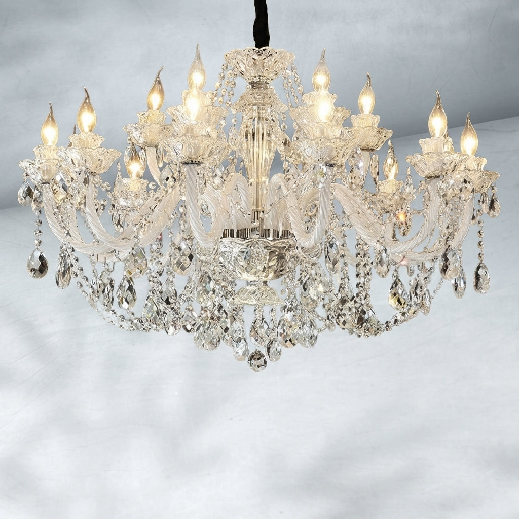 Luster Gaze Veridian Grandeur Crystal Chandelier - Background Shot